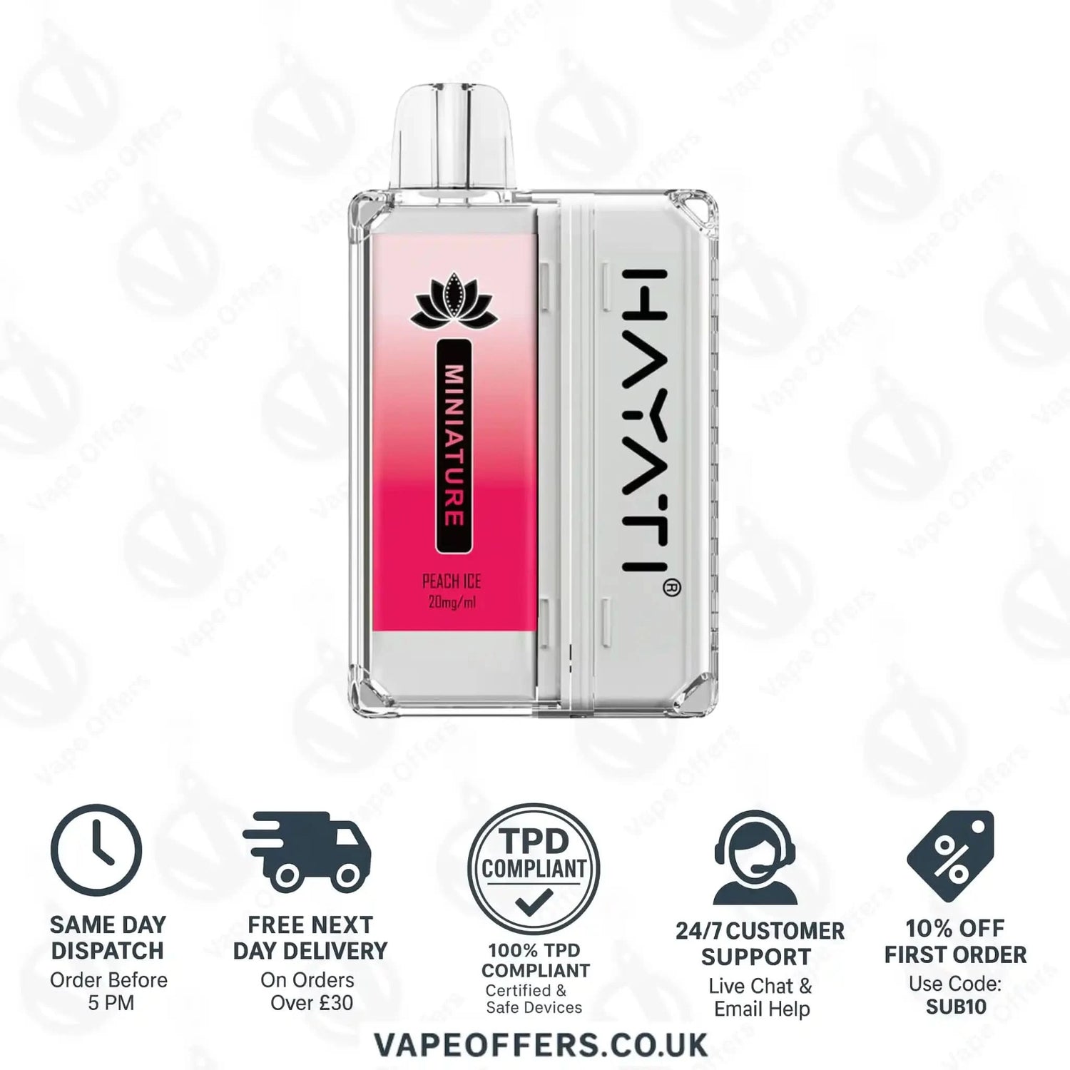 Hayati Miniature 600 Prefilled Pod Kit Peach Ice 