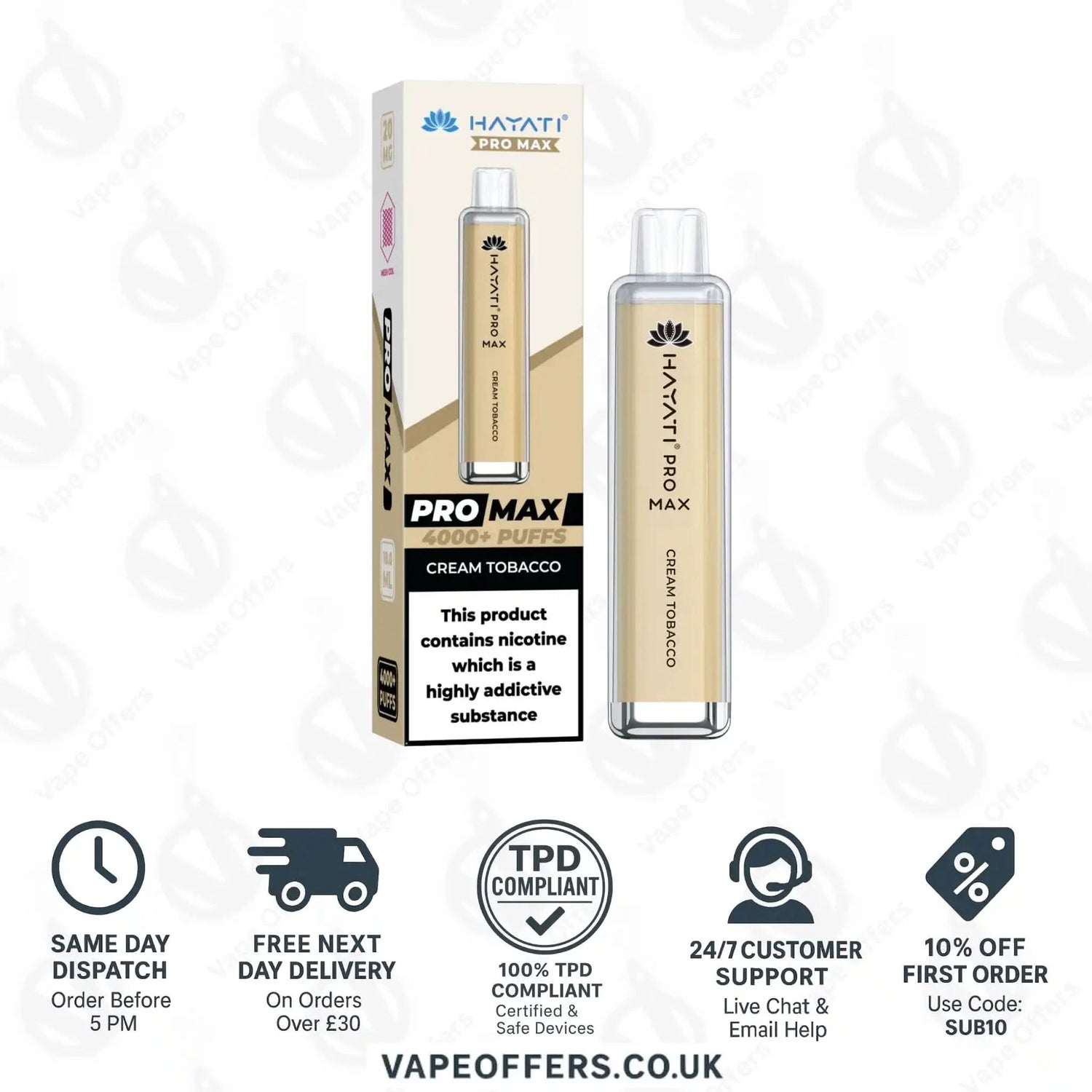 Hayati Pro Max 4000 Vape Kit Cream Tobacco 