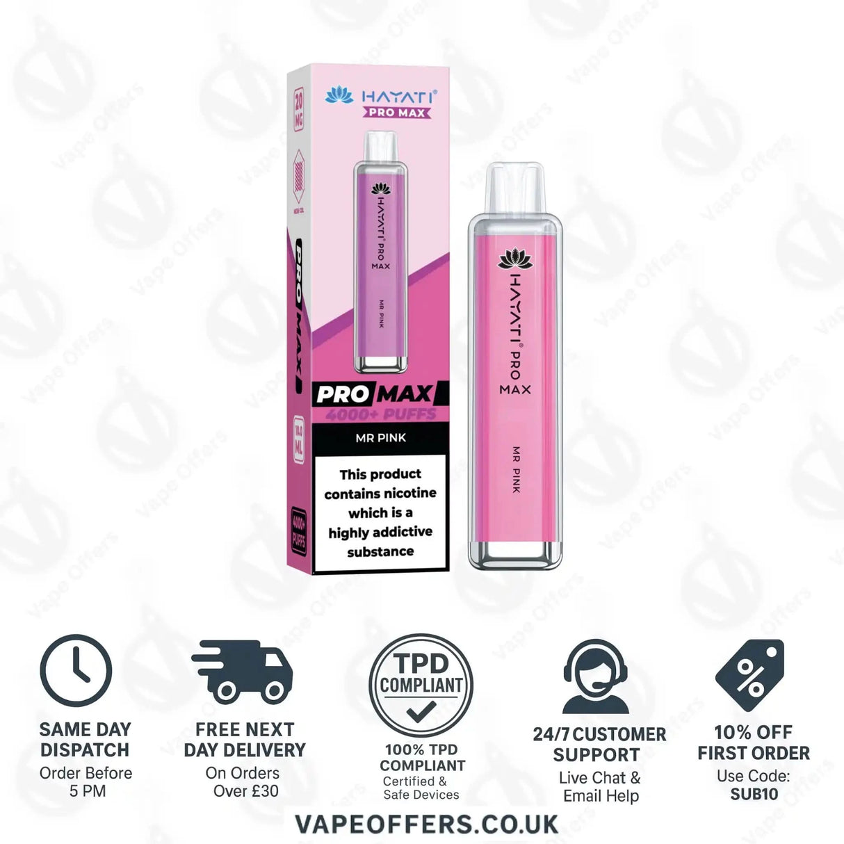 Hayati Pro Max 4000 Vape Kit Mr Pink