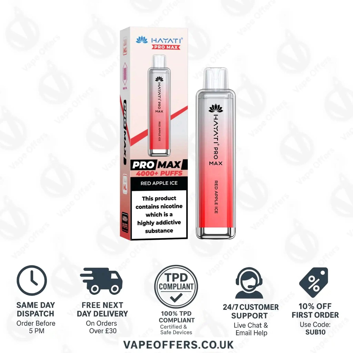 Hayati Pro Max 4000 Vape Kit Red Apple Ice 