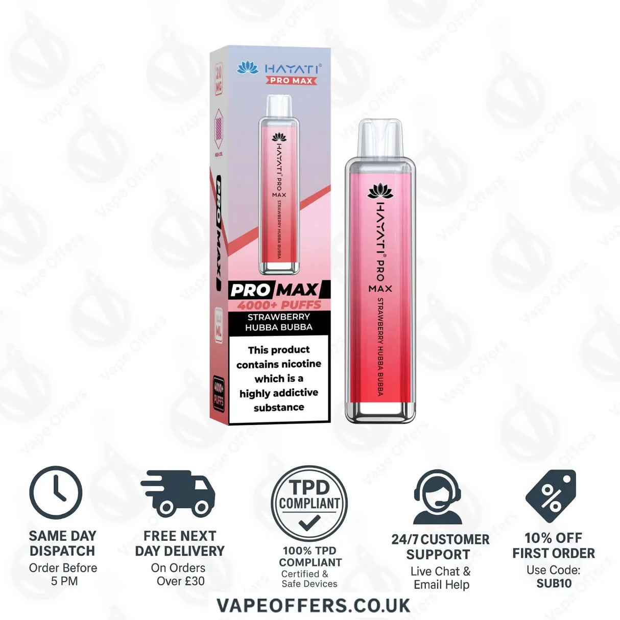 Hayati Pro Max 4000 Vape Kit Strawberry Hubba Bubba