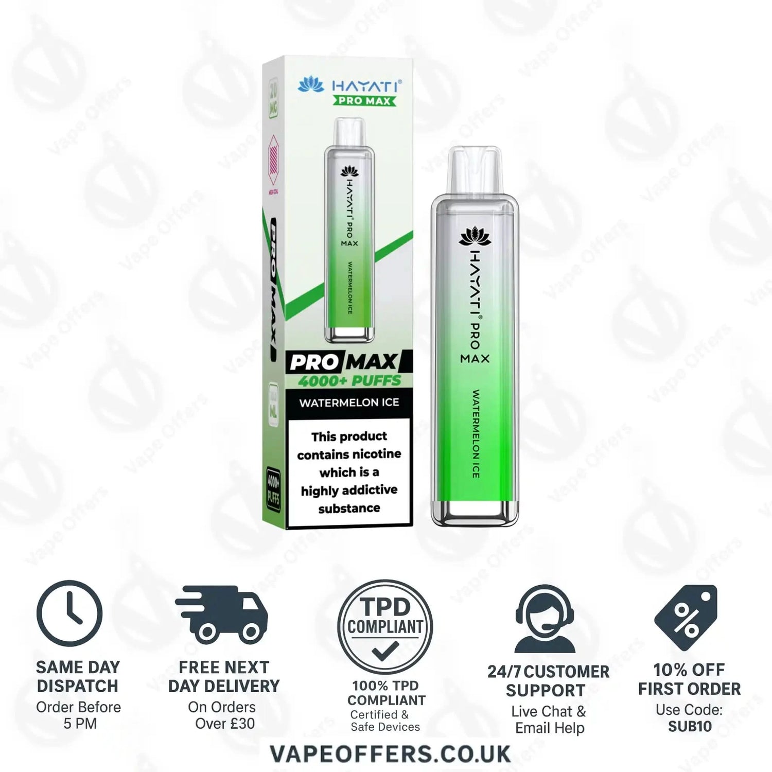 Hayati Pro Max 4000 Vape Kit Watermelon Ice 