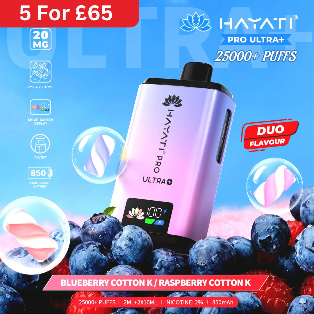 Hayati Pro Ultra+ 25000 - Blueberry Cotton K / Raspberry Cotton K