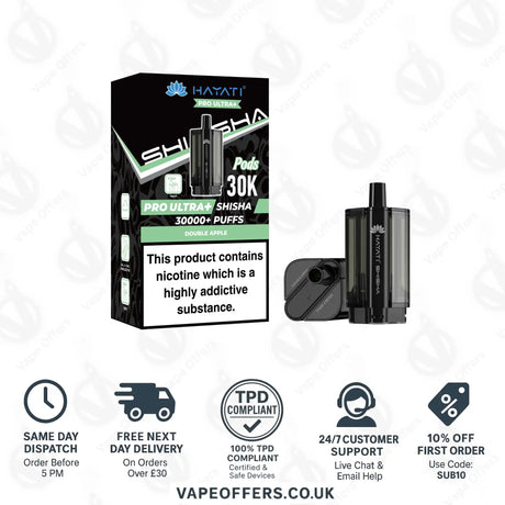 Hayati Pro Ultra Plus Shisha 30K Double Apple Prefilled Pod