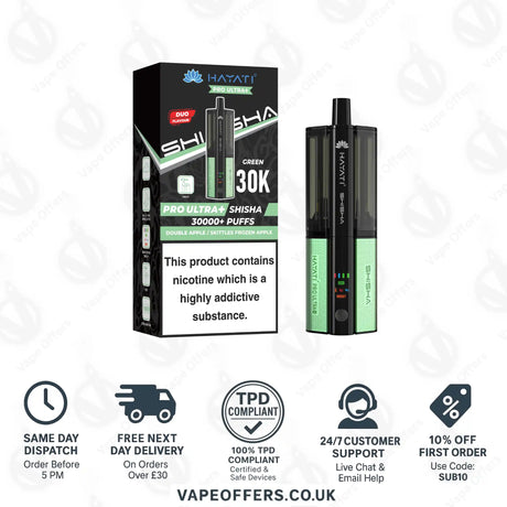 Hayati Pro Ultra Plus Shisha 30K Double Apple and Skittles Frozen Apple Prefilled Pod Kit