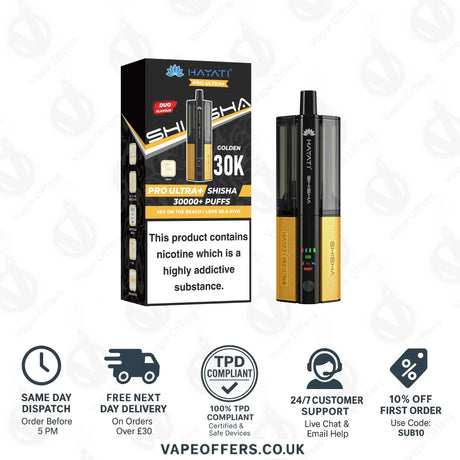 Hayati Pro Ultra Plus Shisha 30K Sex On The Beach and Love 66 & Kiwi Prefilled Pod Kit