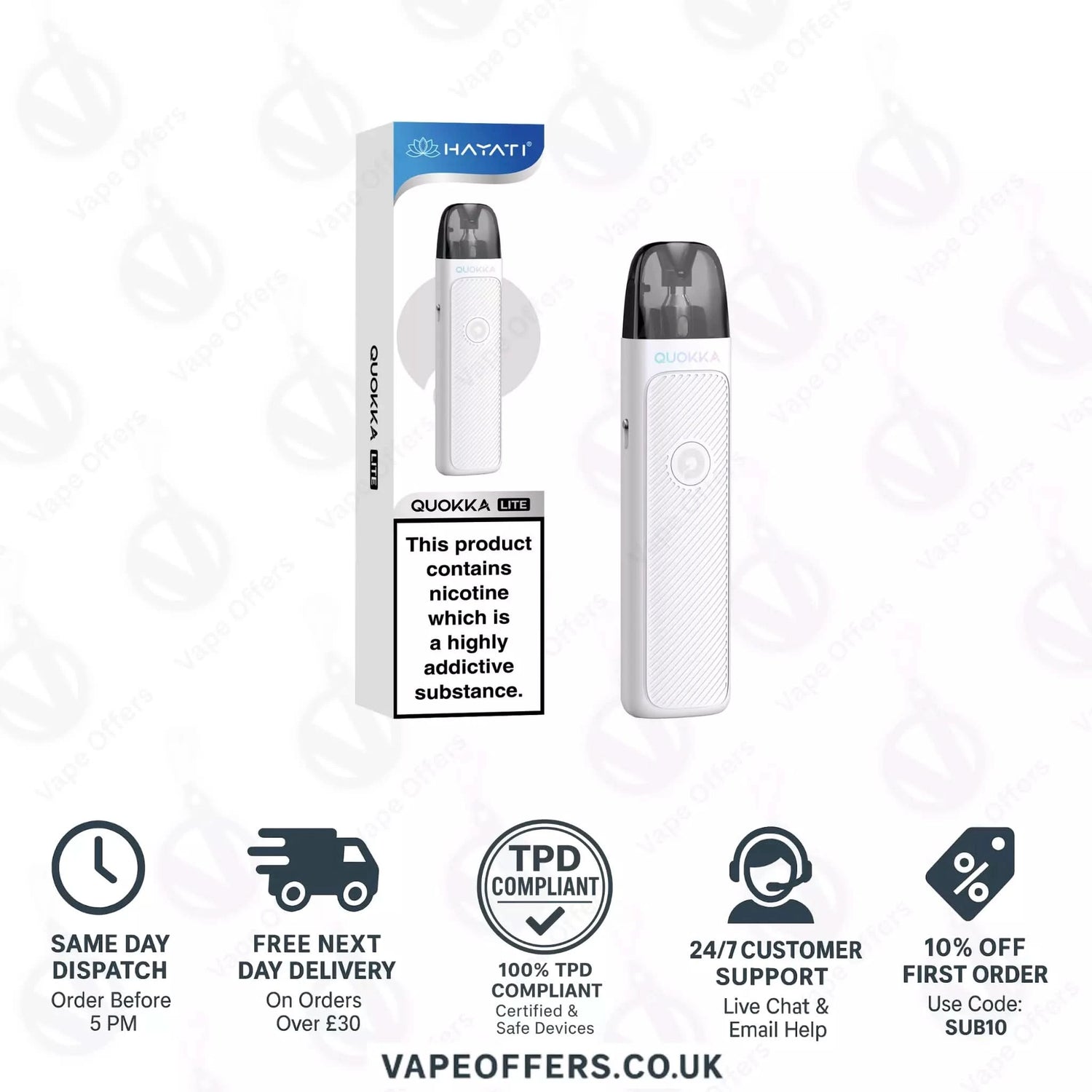 Hayati Quokka Lite Vape Pod Kit Pearl White 
