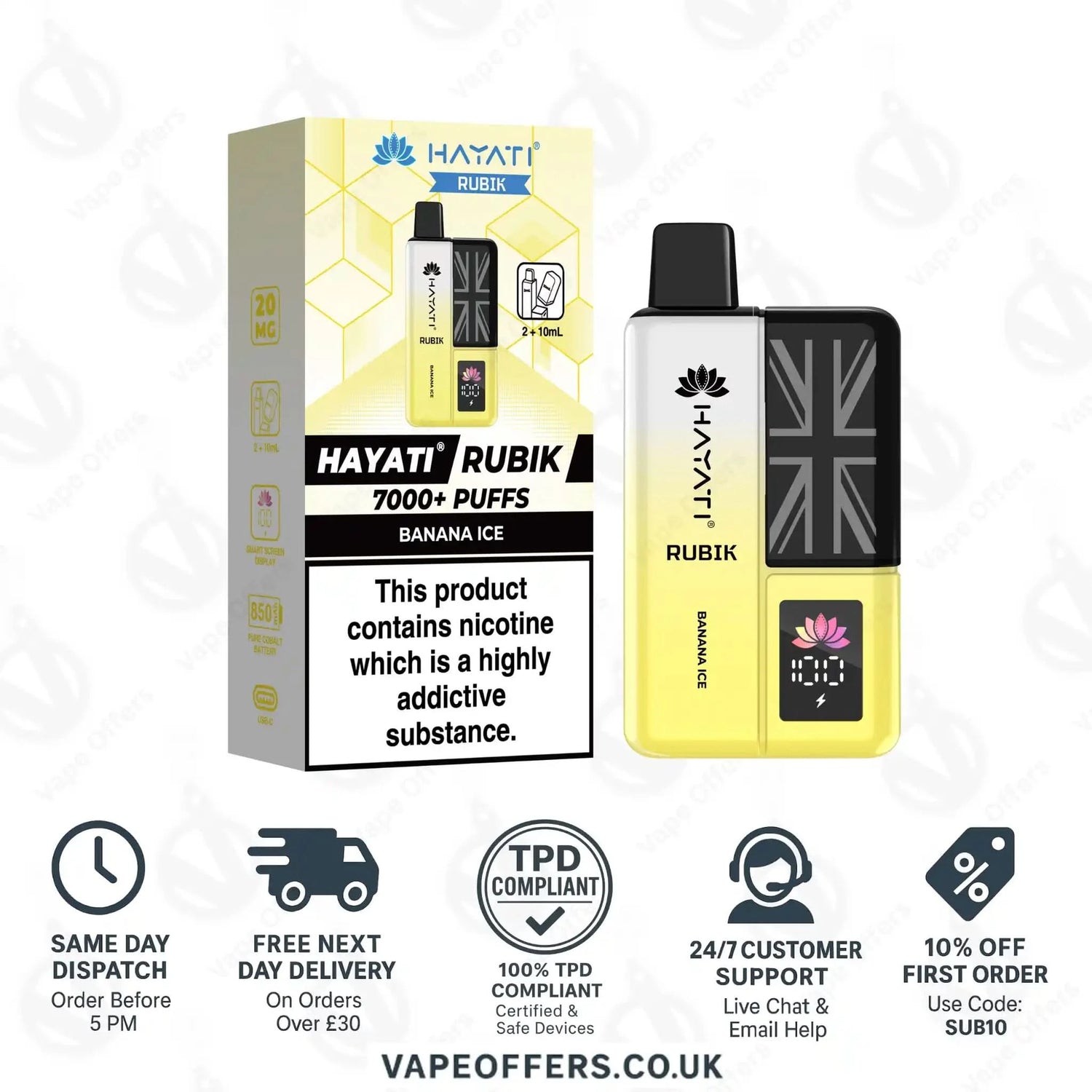 Hayati Rubik 7K Puffs Vape Pod Kit Banana Ice 