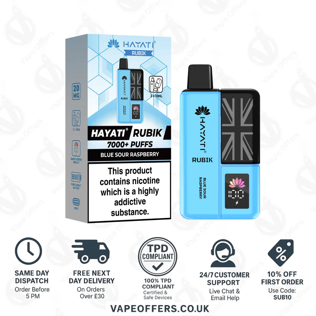 Hayati Rubik 7K Puffs Vape Pod Kit Blue Sour Raspberry