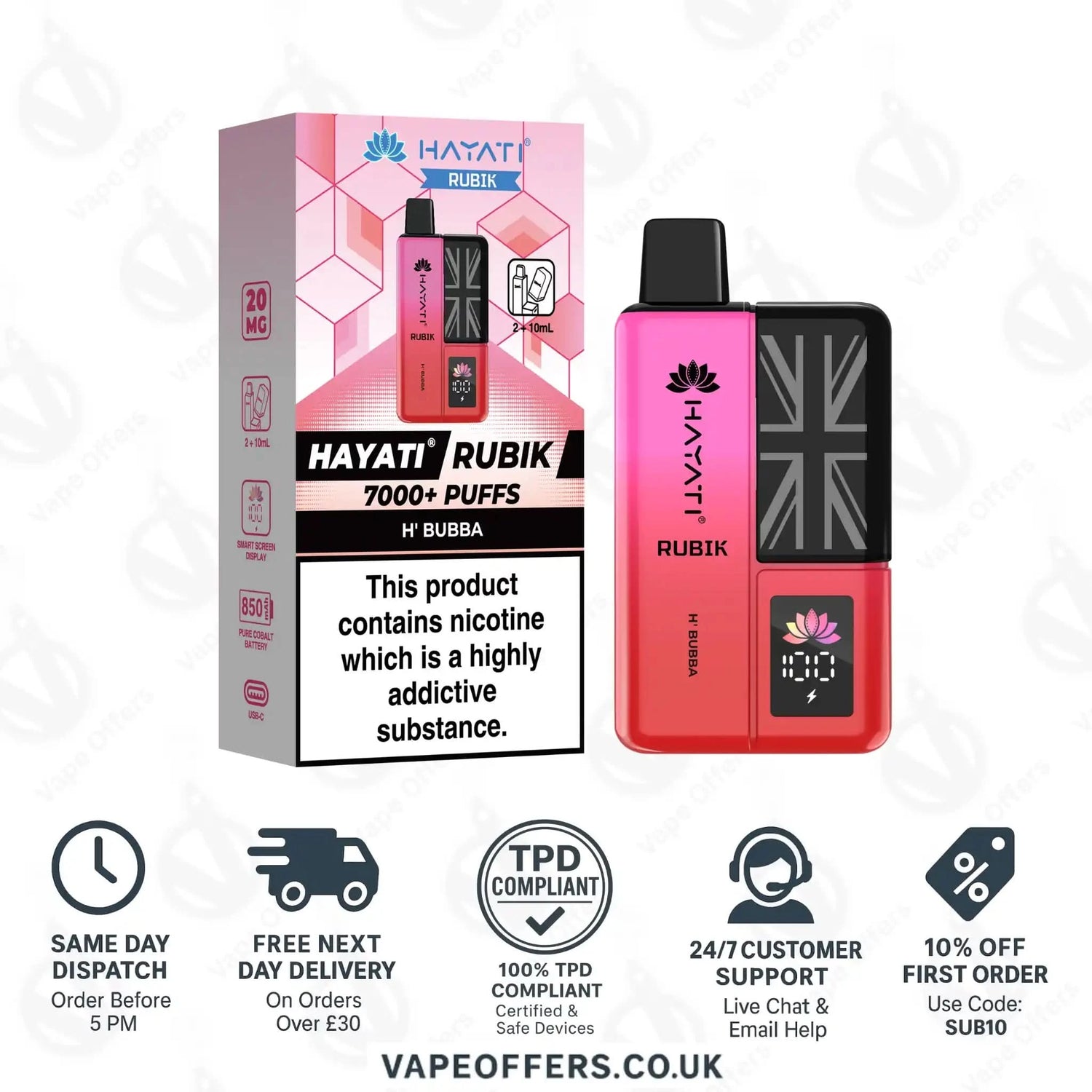 Hayati Rubik 7K Puffs Vape Pod Kit H'Bubba 
