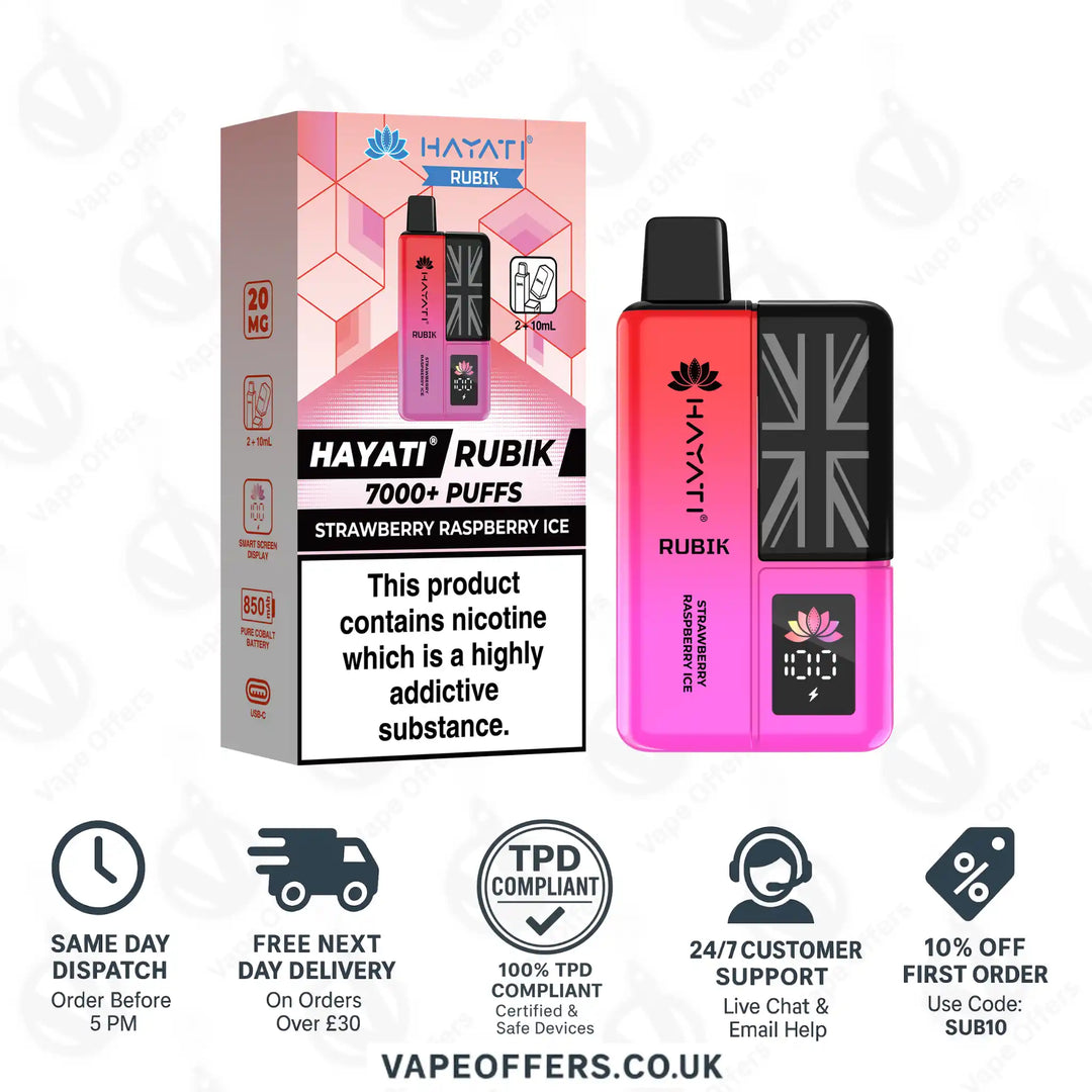 Hayati Rubik 7K Puffs Vape Pod Kit Strawberry Raspberry Ice