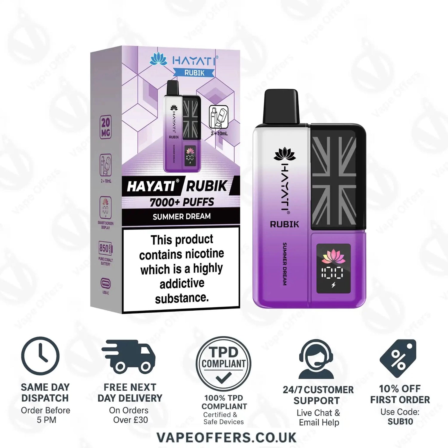 Hayati Rubik 7K Puffs Vape Pod Kit Summer Dream 
