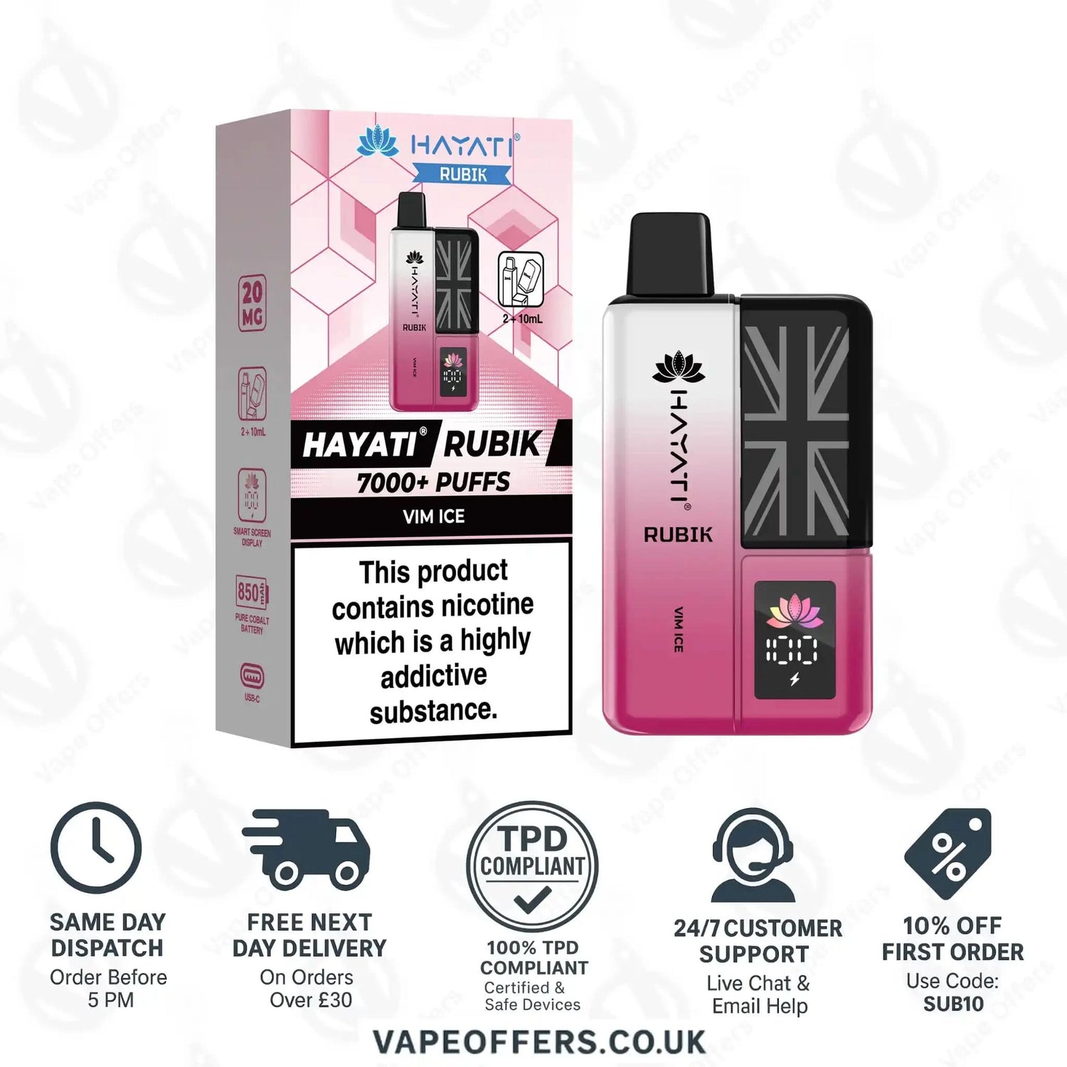Hayati Rubik 7K Puffs Vape Pod Kit Vim Ice 