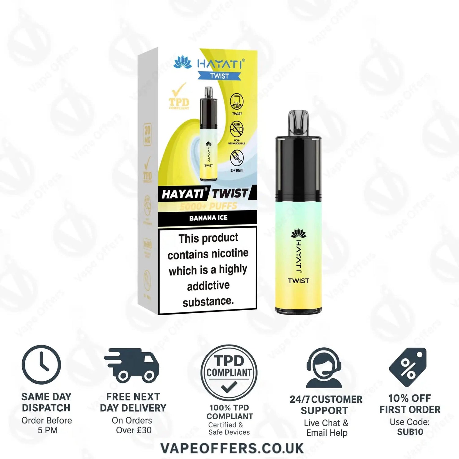 Hayati Twist 5K Vape Pod Kit Banana Ice 