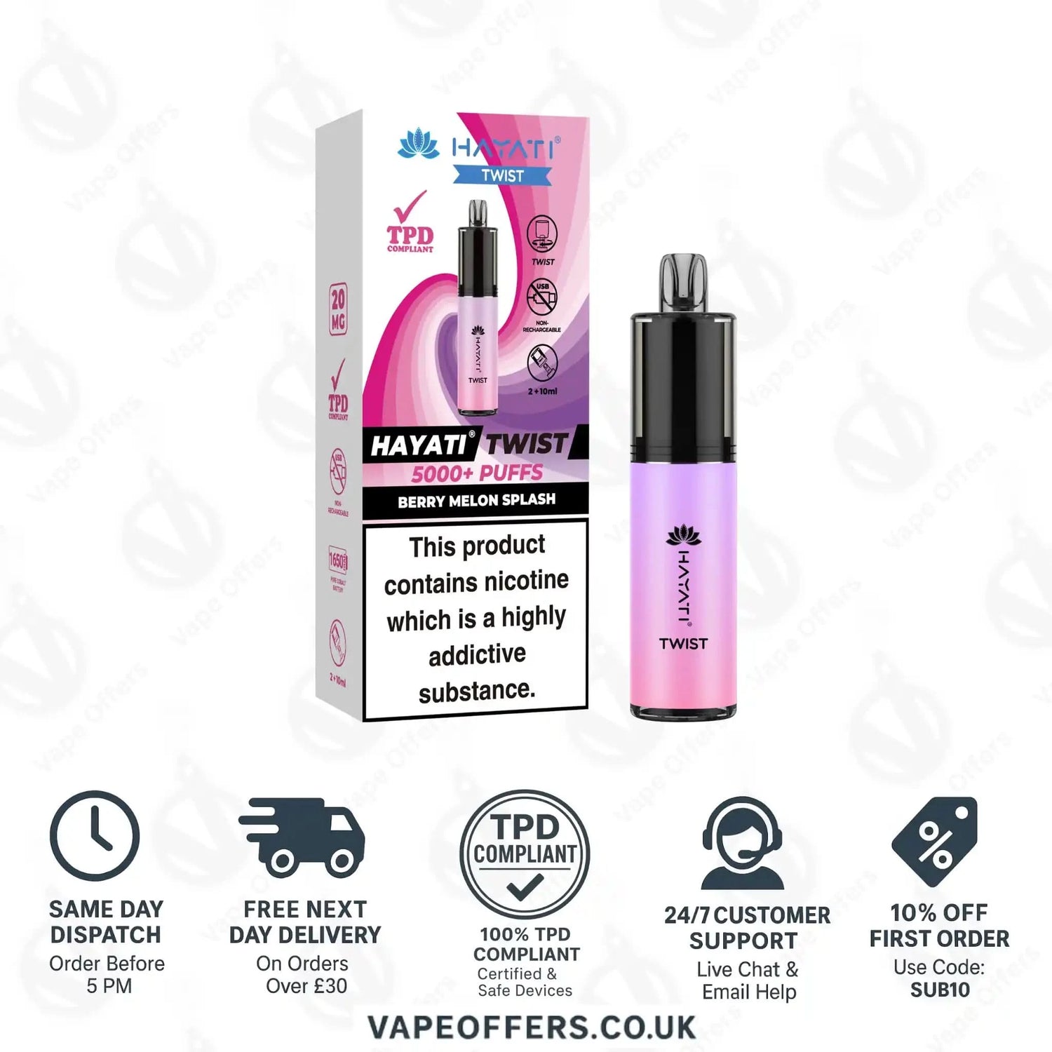 Hayati Twist 5K Vape Pod Kit Berry Melon Splash 