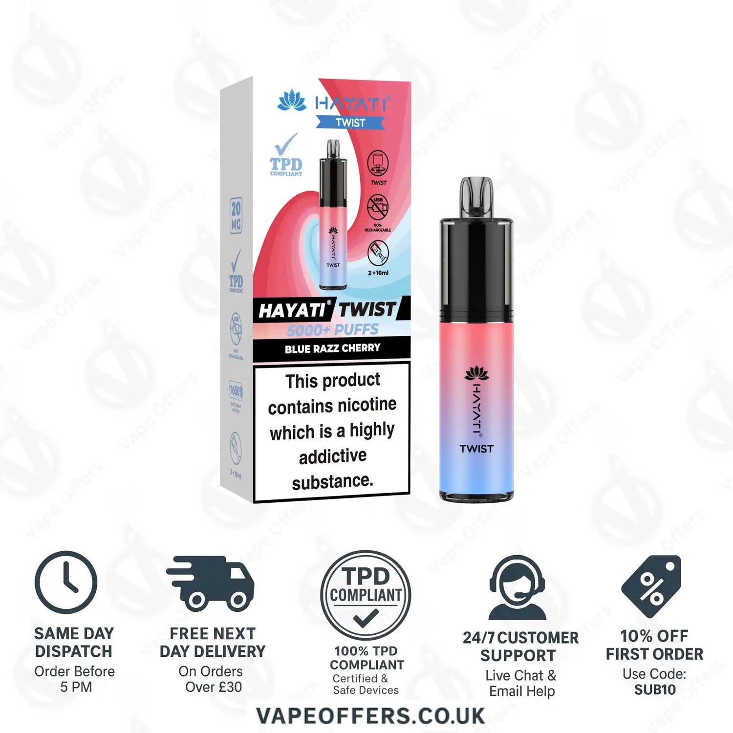 Hayati Twist 5K Vape Pod Kit Blue Razz Cherry 