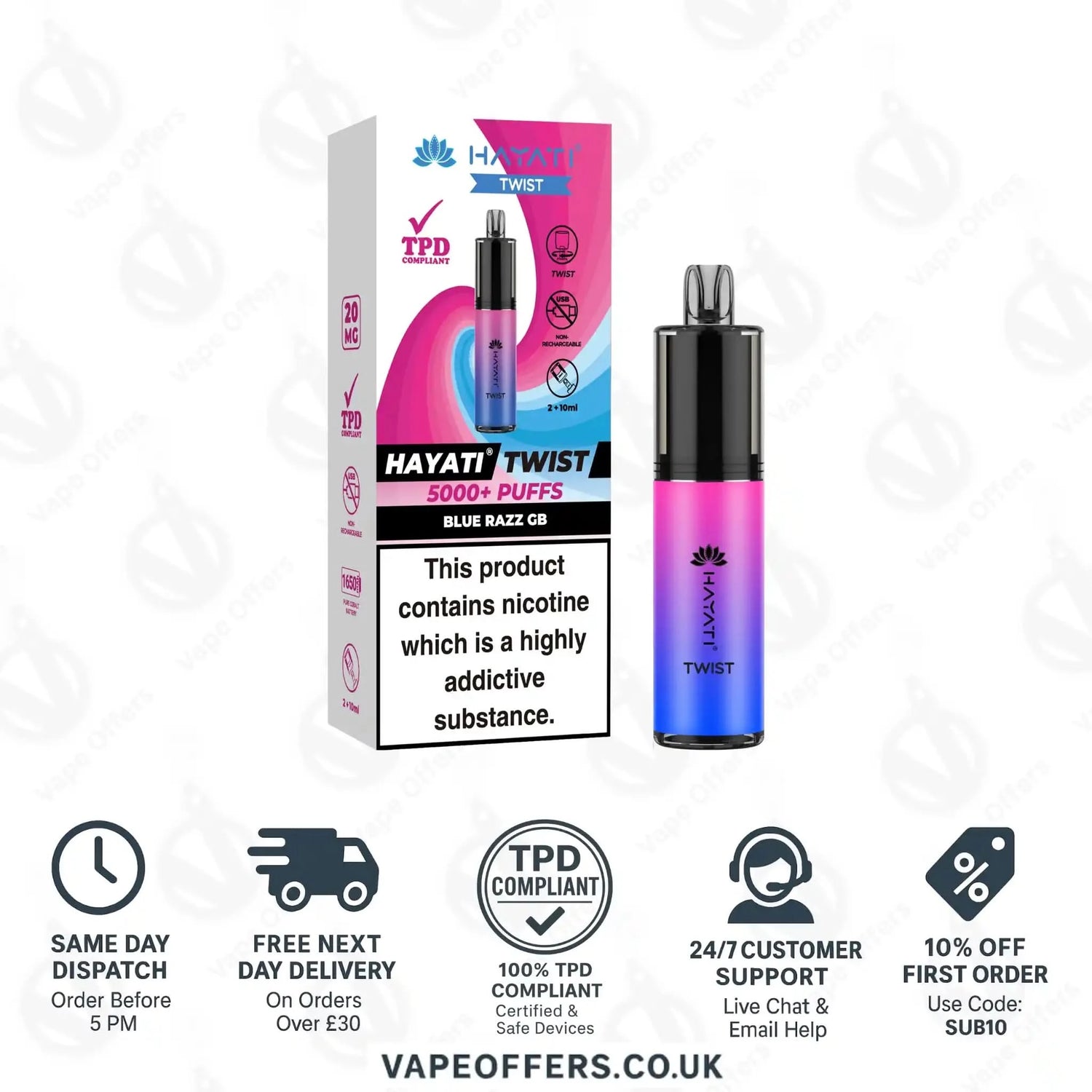 Hayati Twist 5K Vape Pod Kit Blue Razz Gummy Bear 