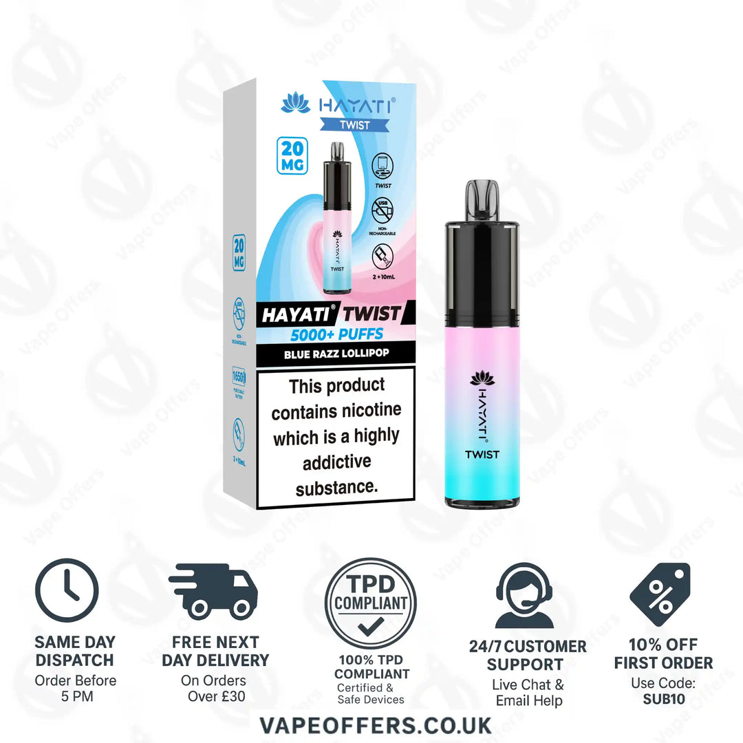Hayati Twist 5K Vape Pod Kit Blue Razz Lollipop
