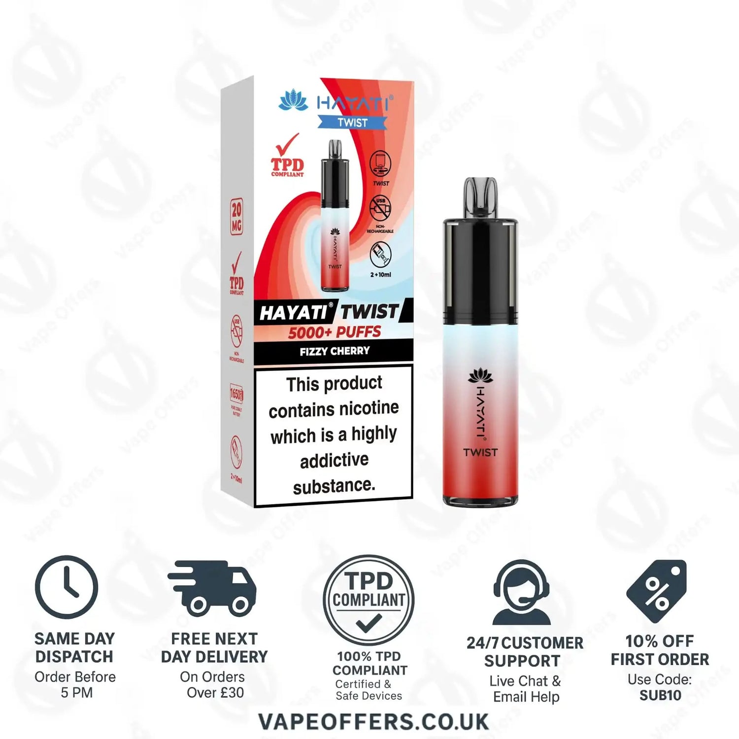 Hayati Twist 5K Vape Pod Kit Fizzy Cherry 