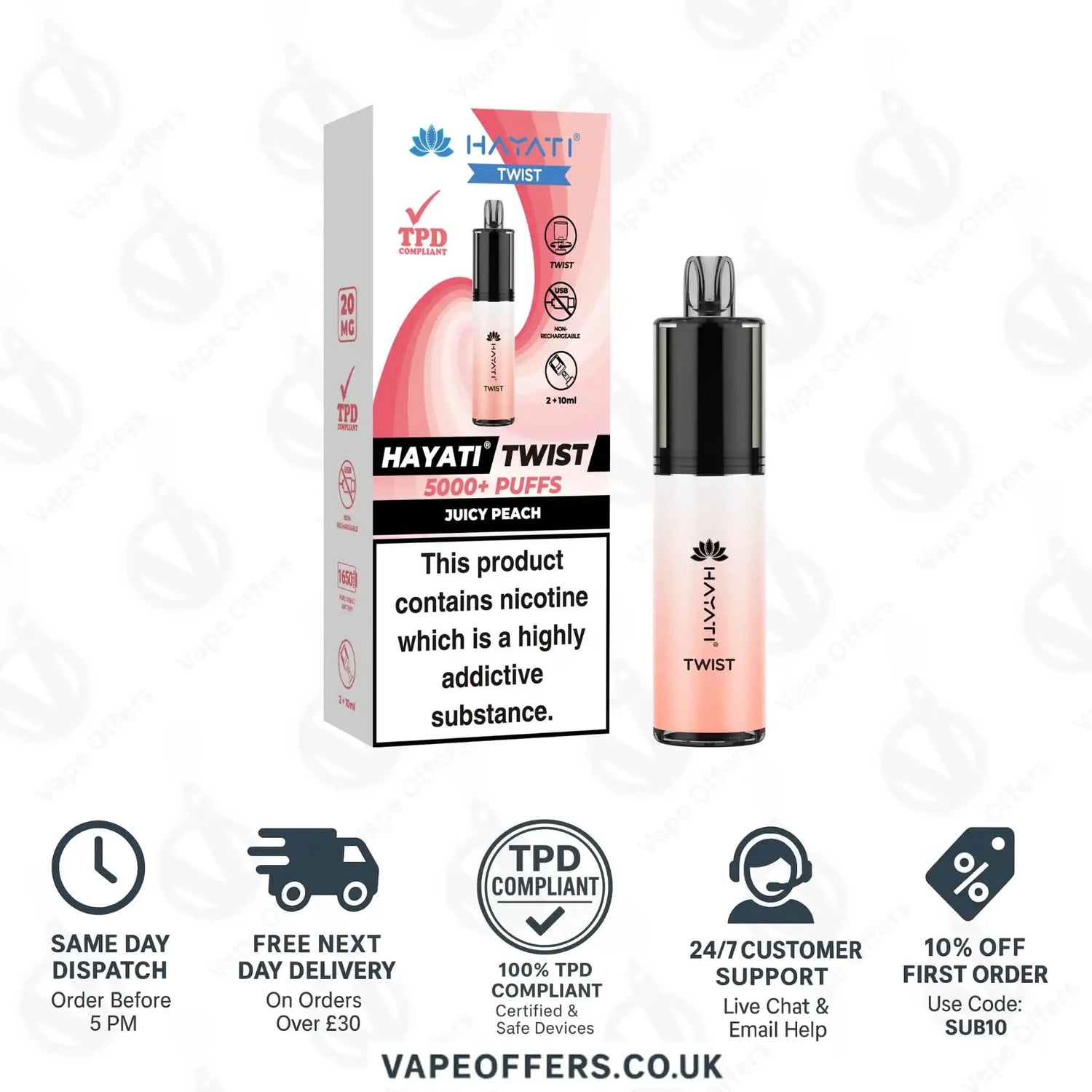 Hayati Twist 5K Vape Pod Kit Juicy Peach 