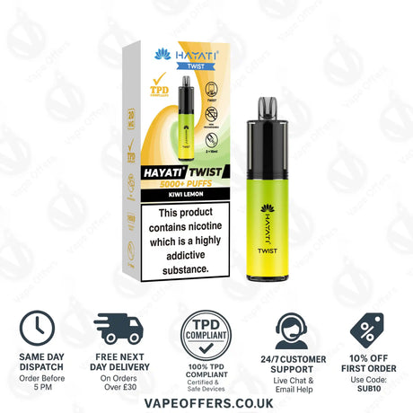 Hayati Twist 5K Vape Pod Kit Kiwi Lemon