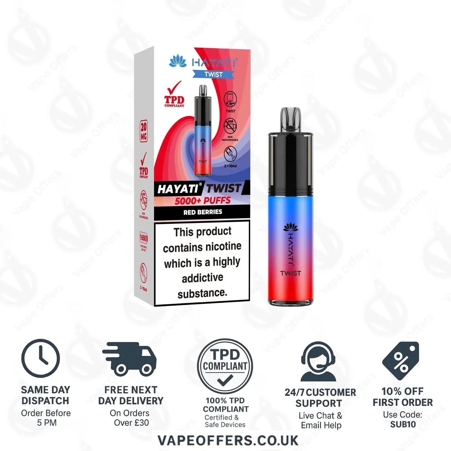 Hayati Twist 5K Vape Pod Kit Red Berries 