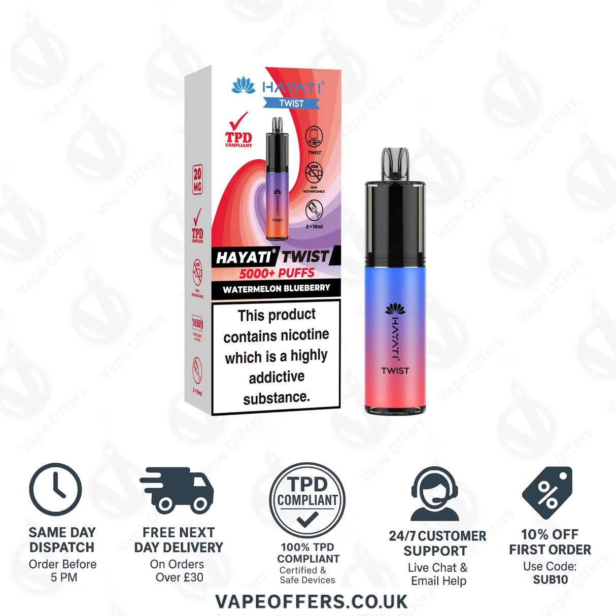 Hayati Twist 5K Vape Pod Kit Watermelon Blueberry