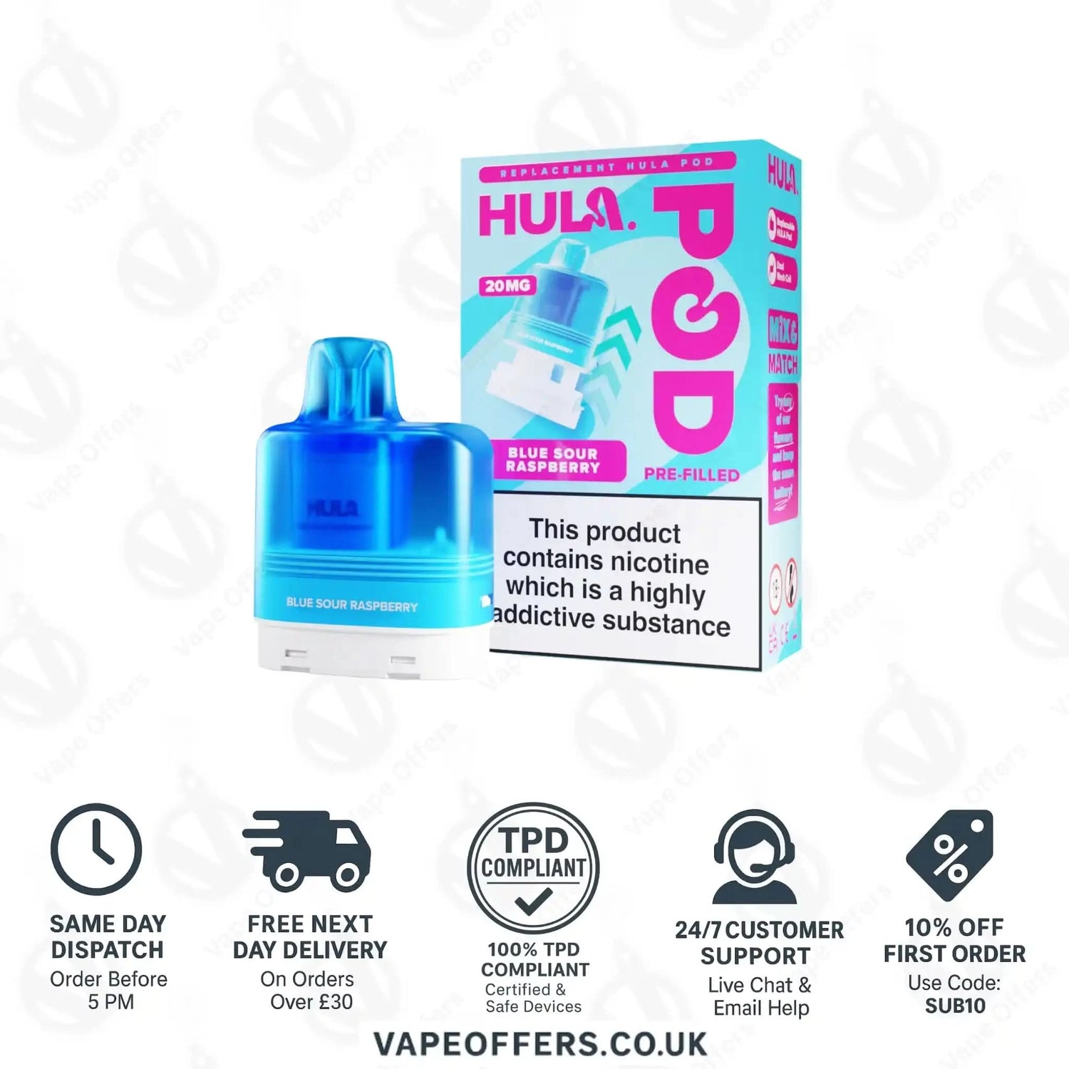 Hula 7000 Big Puff Prefilled Pod Blue Sour Raspberry 