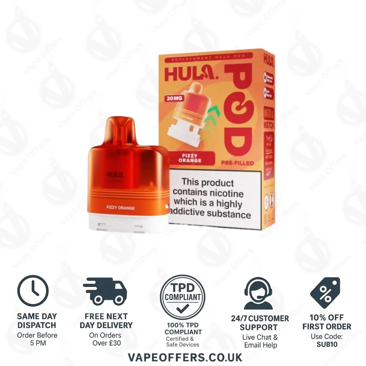 Hula 7000 Big Puff Prefilled Pod Fizzy Orange 