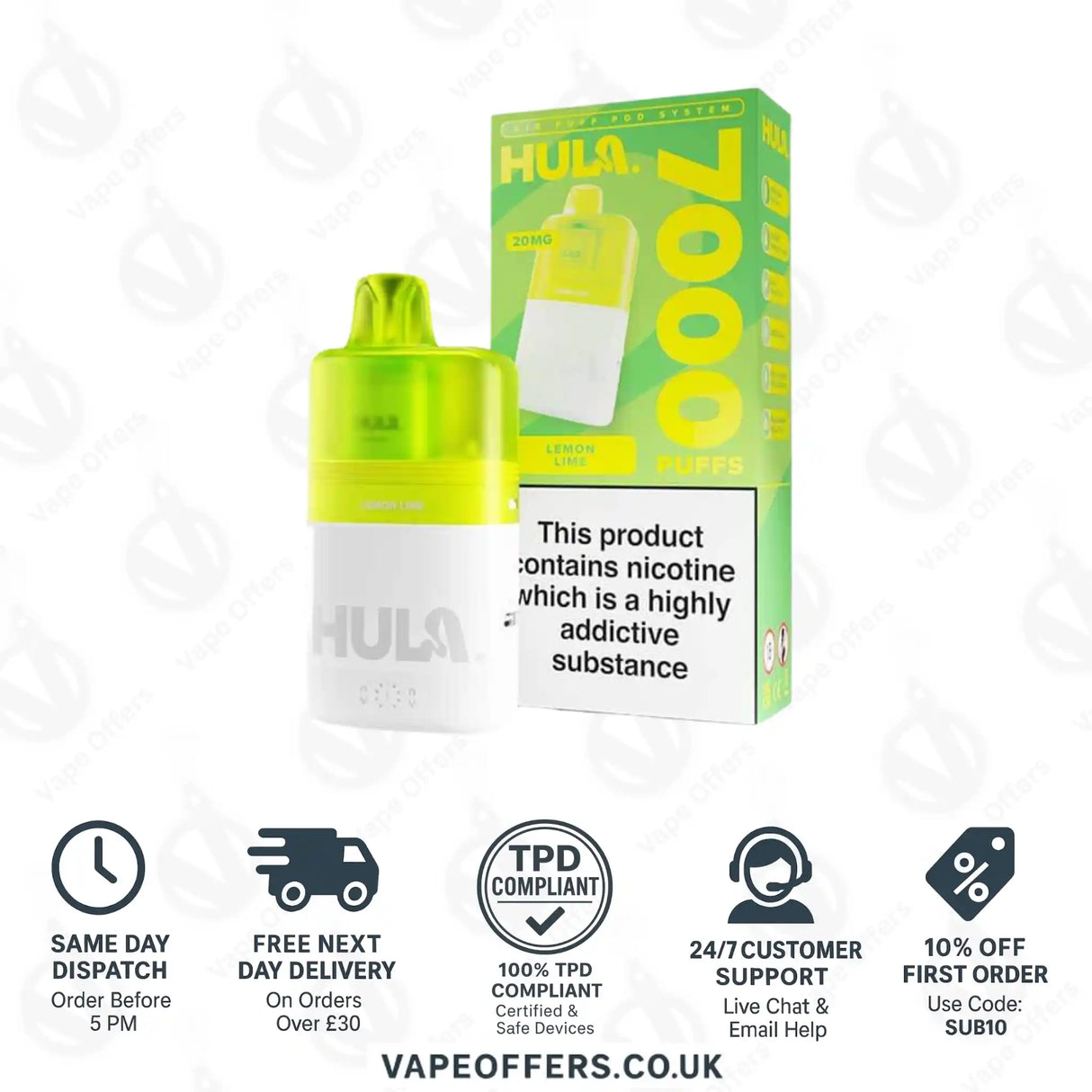 Hula 7000 Big Puff Prefilled Pod Kit Lemon Lime