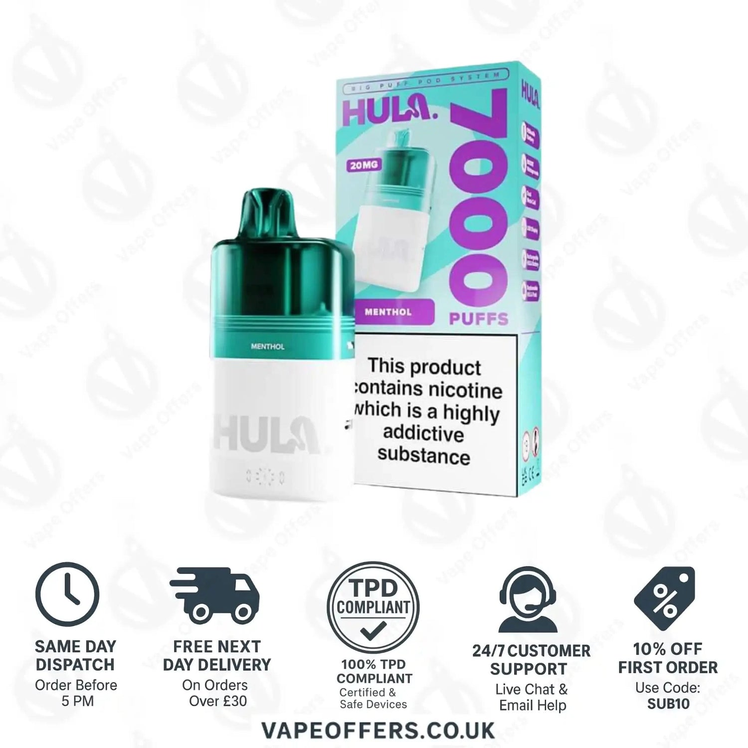 Hula 7000 Big Puff Prefilled Pod Kit Menthol 