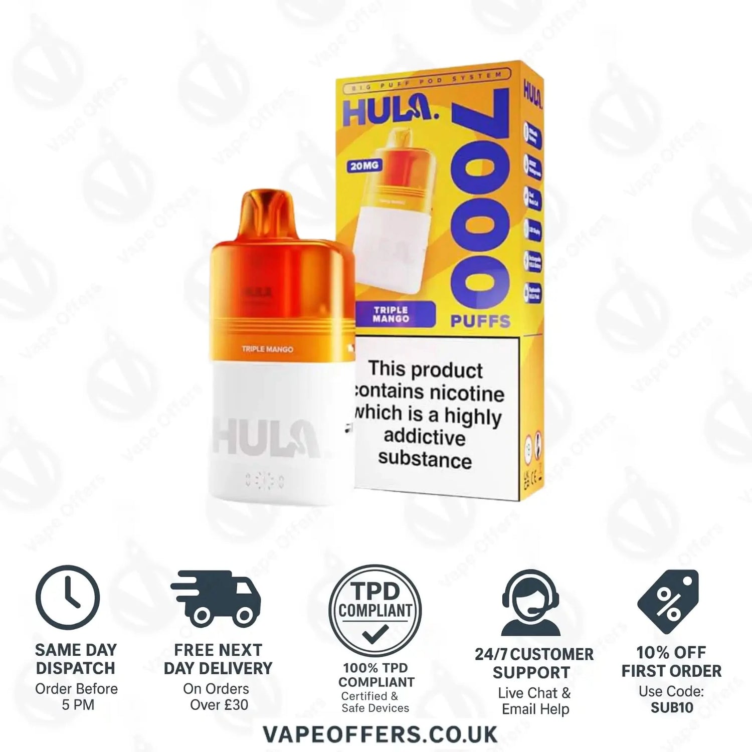 Hula 7000 Big Puff Prefilled Pod Kit Triple Mango 