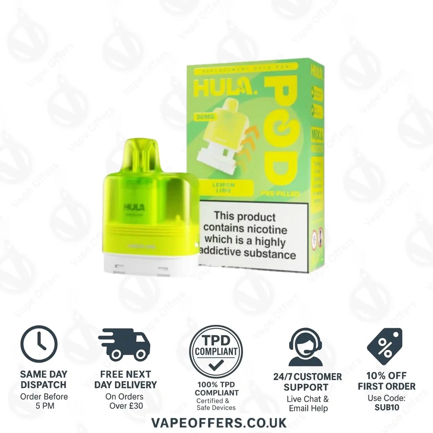 Hula 7000 Big Puff Prefilled Pod Lemon Lime 