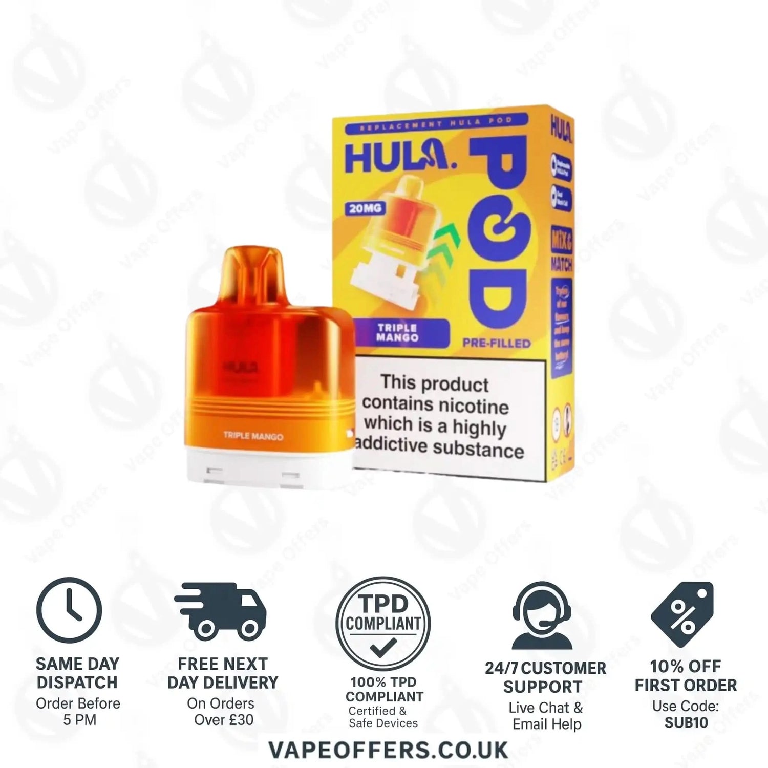 Hula 7000 Big Puff Prefilled Pod Triple Mango 