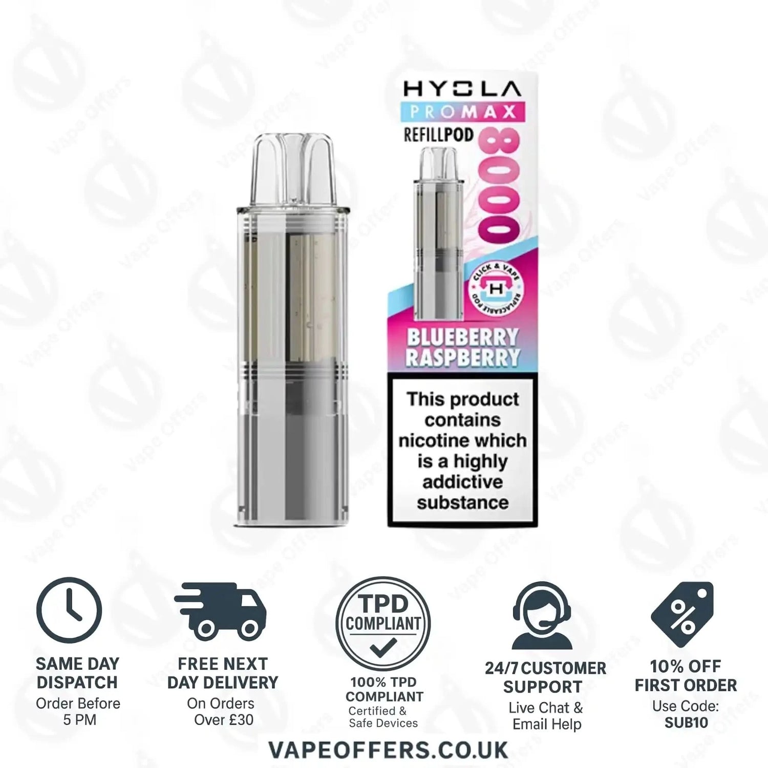 Hyola Pro Max 8K Prefilled Pods Blueberry Raspberry 