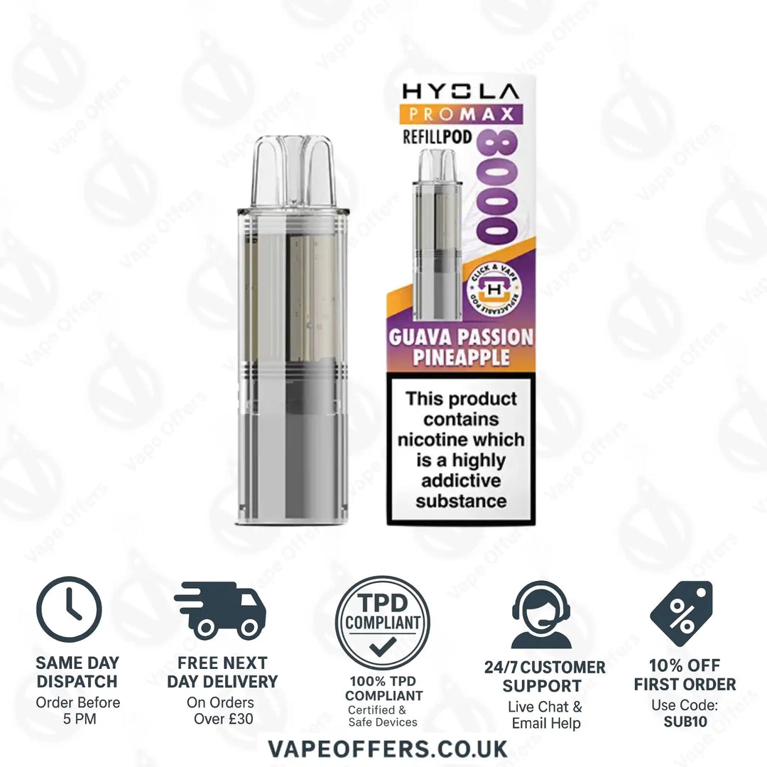 Hyola Pro Max 8K Prefilled Pods Guava Passion Pineapple