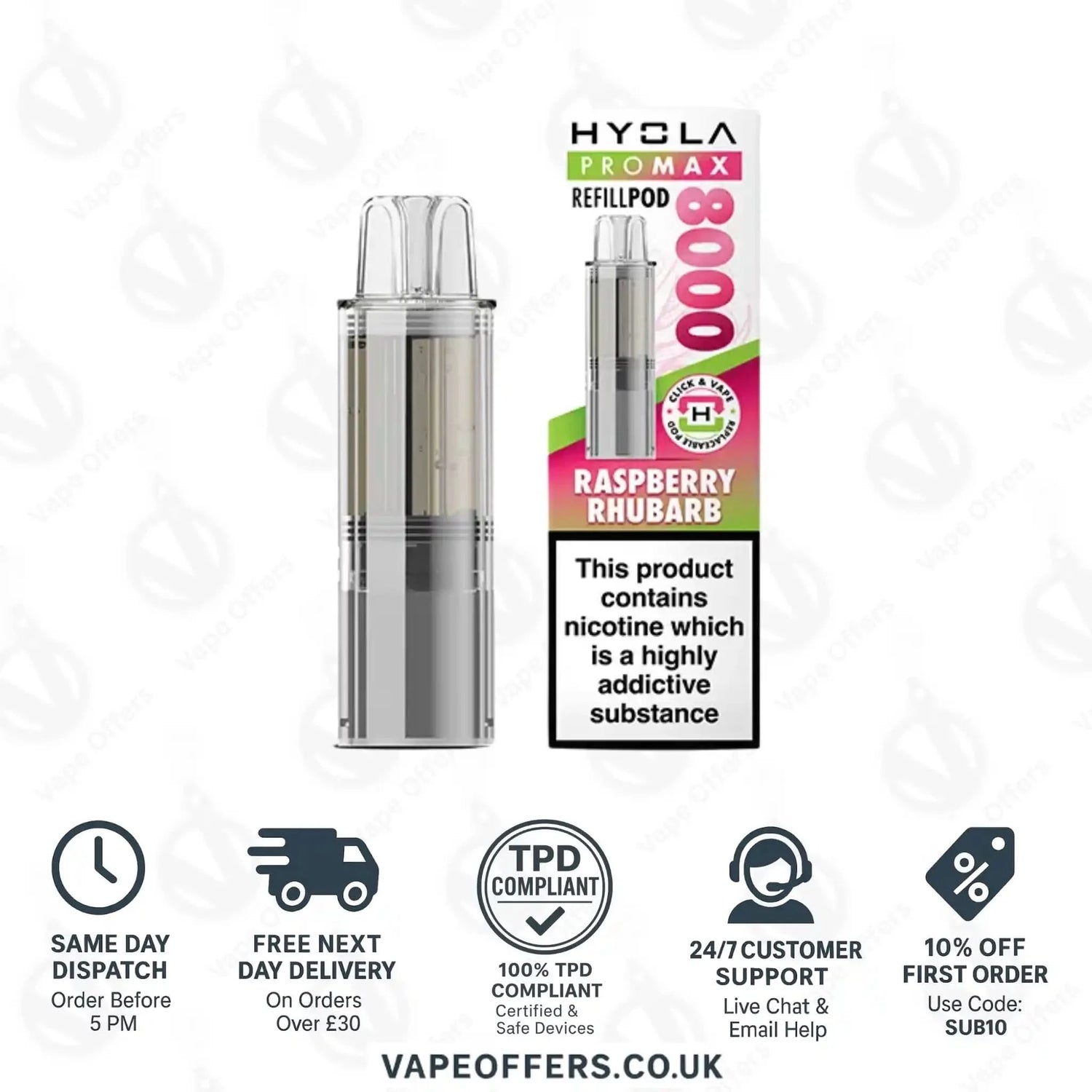 Hyola Pro Max 8K Prefilled Pods Raspberry Rhubarb 