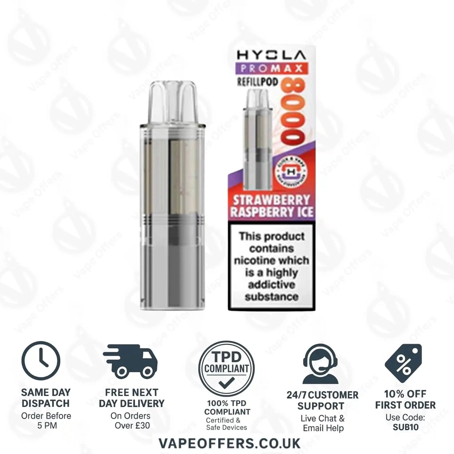 Hyola Pro Max 8K Prefilled Pods Strawberry Raspberry Ice 