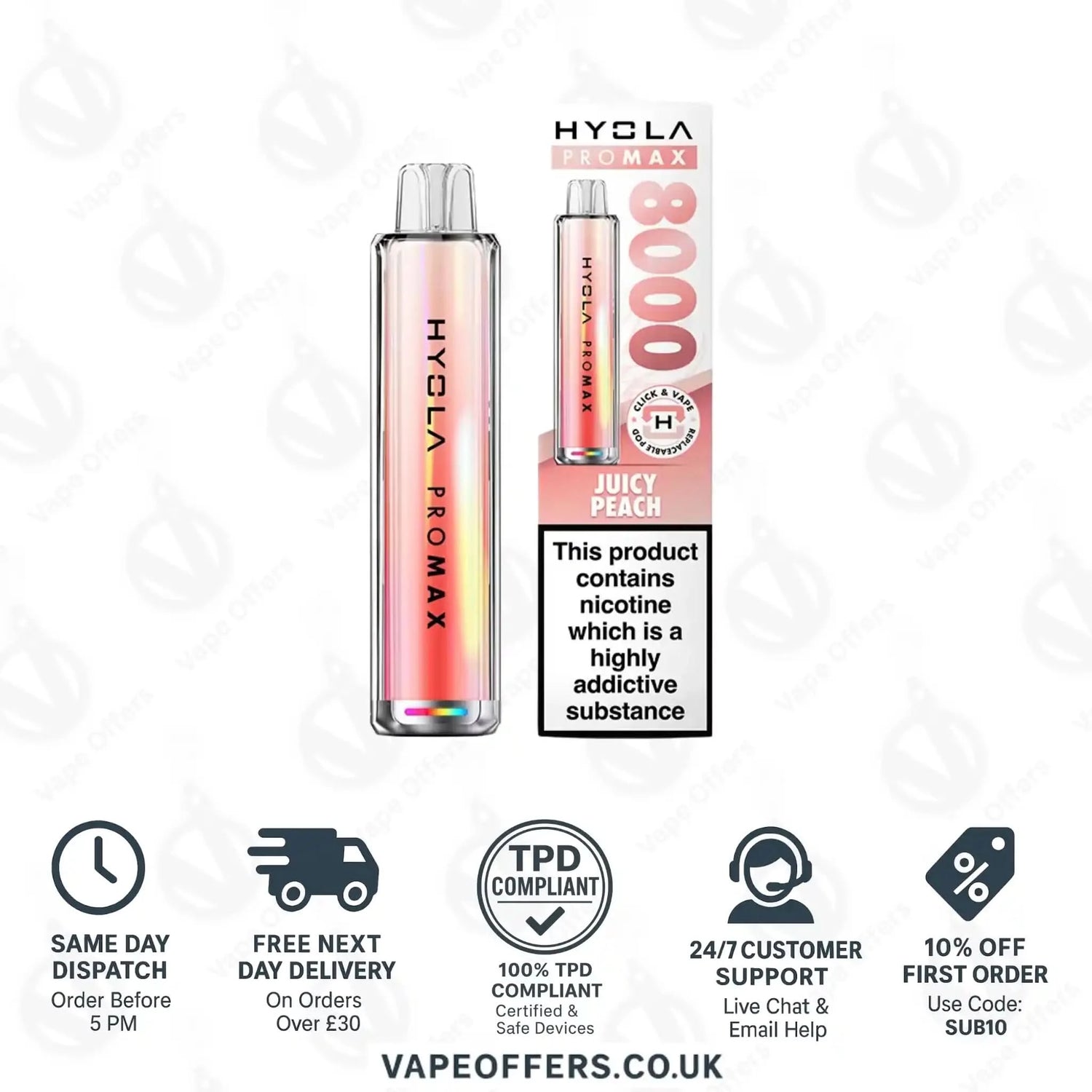 Hyola Pro Max 8K Prefilled Vape Pod Kit Juicy Peach 