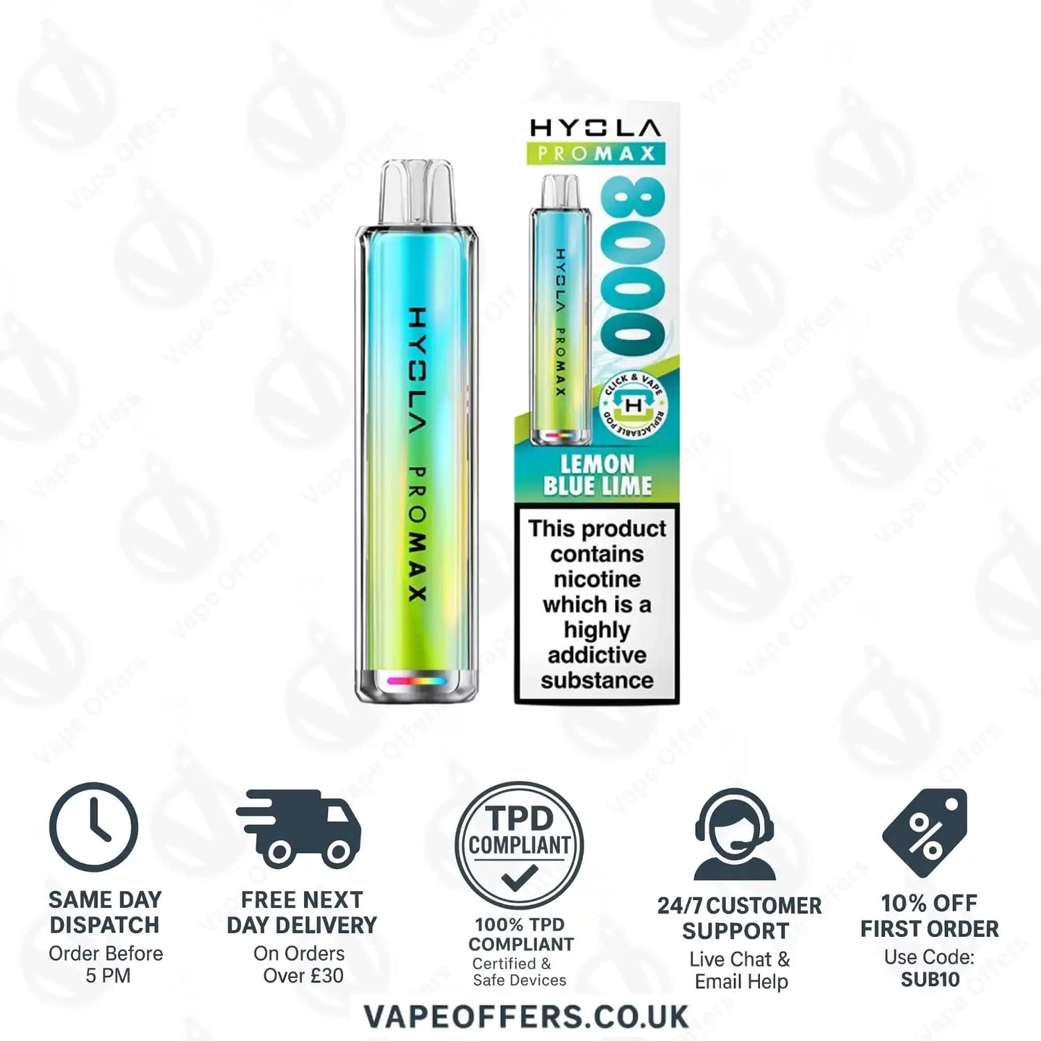Hyola Pro Max 8K Prefilled Vape Pod Kit Lemon Blue Lime 