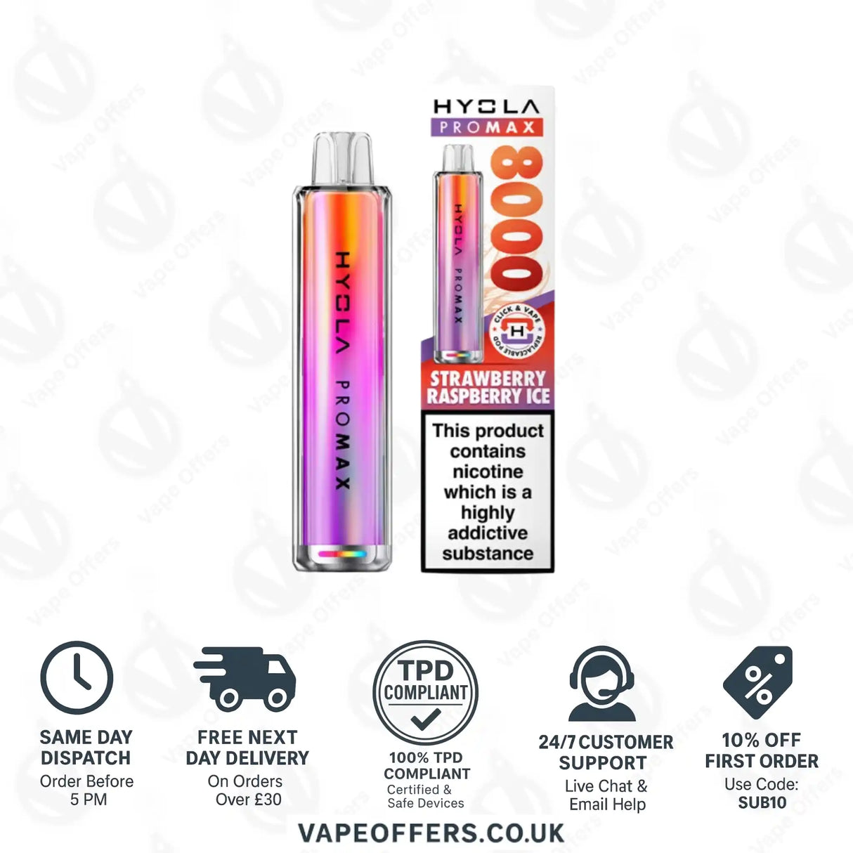 Hyola Pro Max 8K Prefilled Vape Pod Kit Strawberry Raspberry Ice