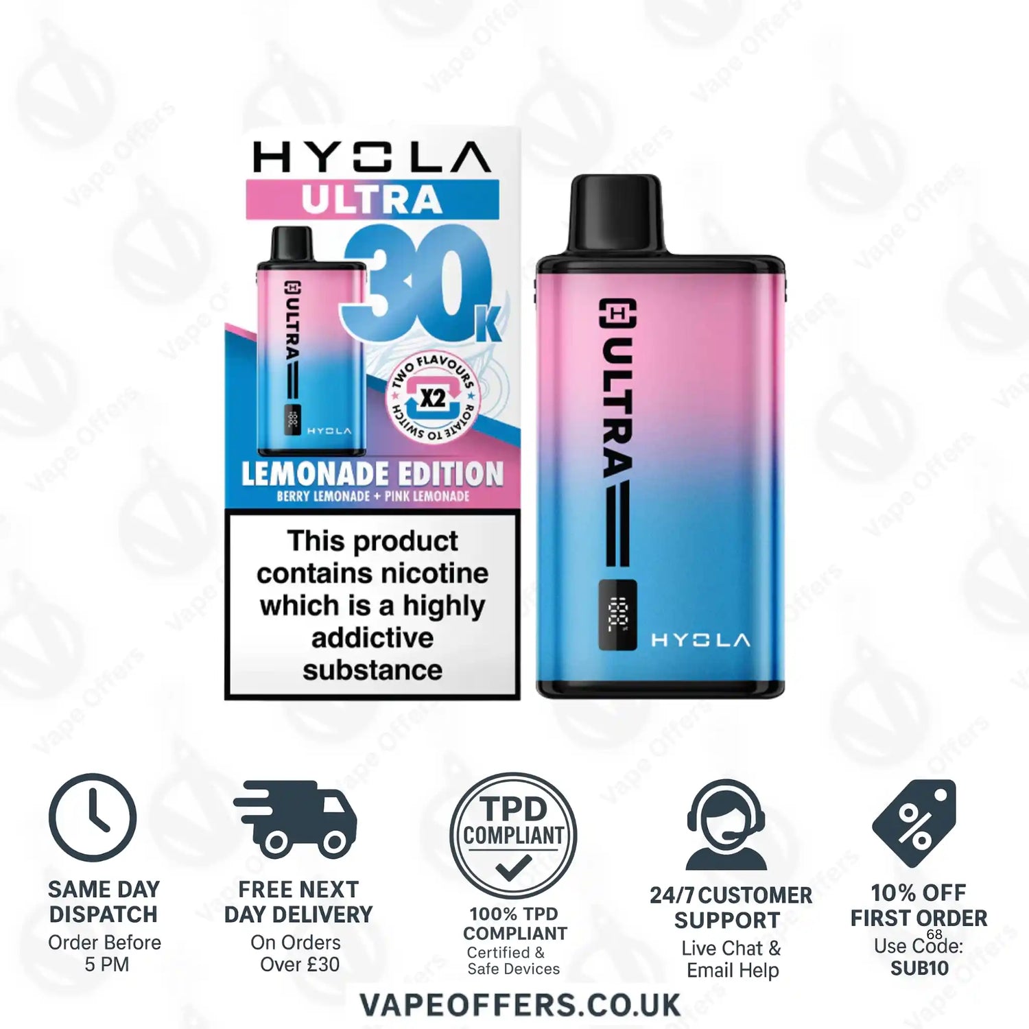 Hyola Ultra 30K Puffs Prefilled Pod Vape Kit Lemonade Edition 