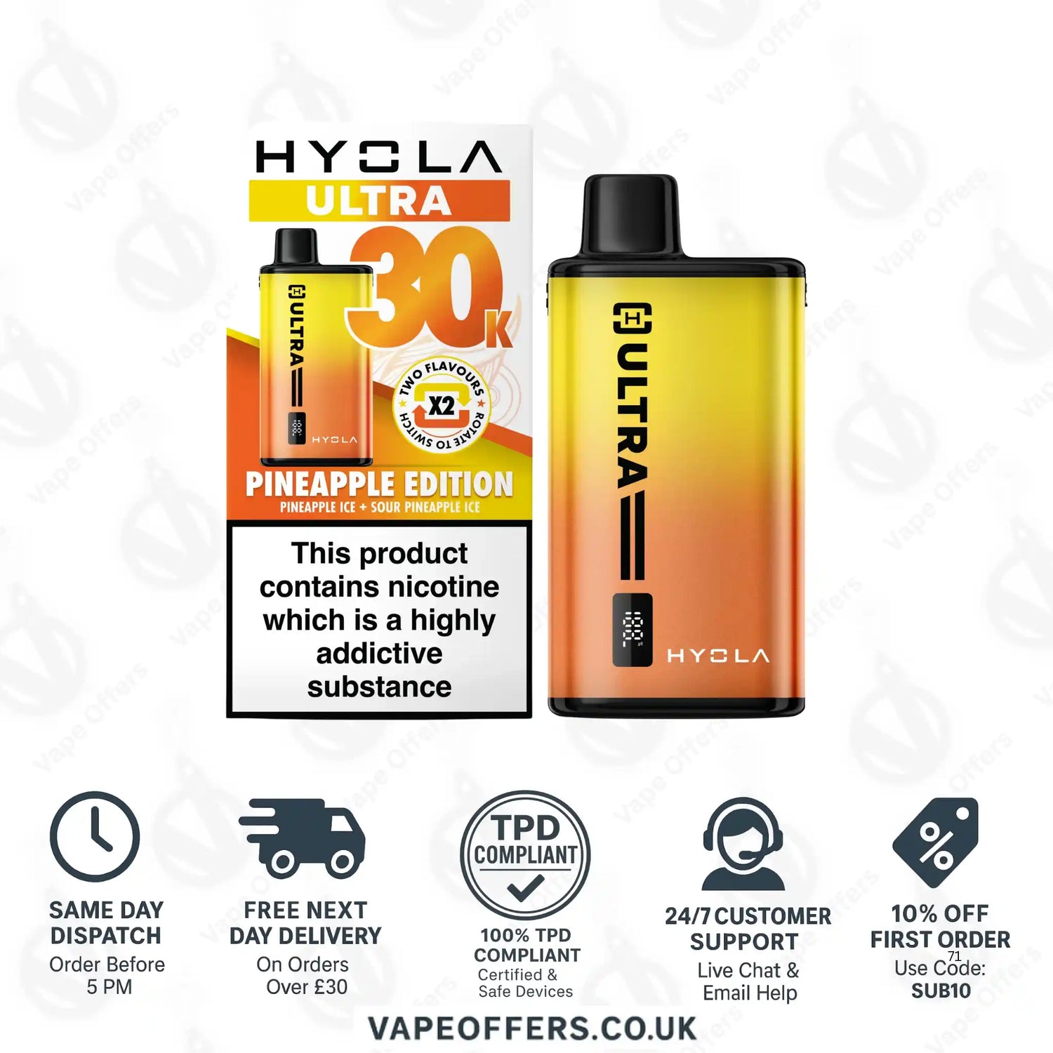 Hyola Ultra 30K Puffs Prefilled Pod Vape Kit Pineapple Edition 