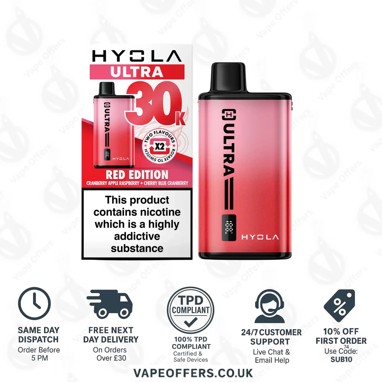 Hyola Ultra 30K Puffs Prefilled Pod Vape Kit Red Edition 