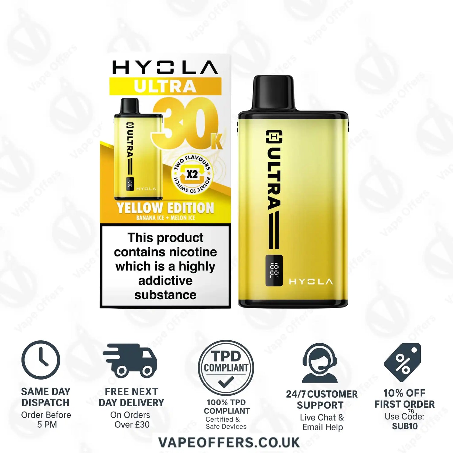 Hyola Ultra 30K Puffs Prefilled Pod Vape Kit Yellow Edition 