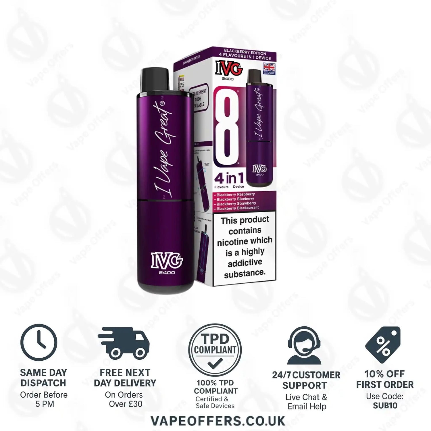 IVG 2400 4 in 1 Prefilled Pod Kit Blackberry Edition 