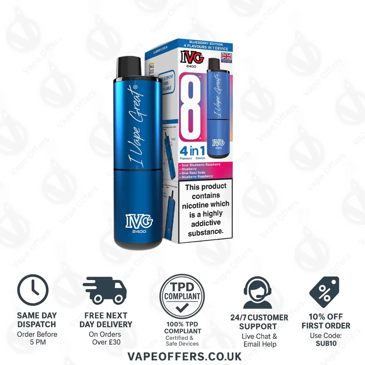IVG 2400 4 in 1 Prefilled Pod Kit Blueberry Edition 