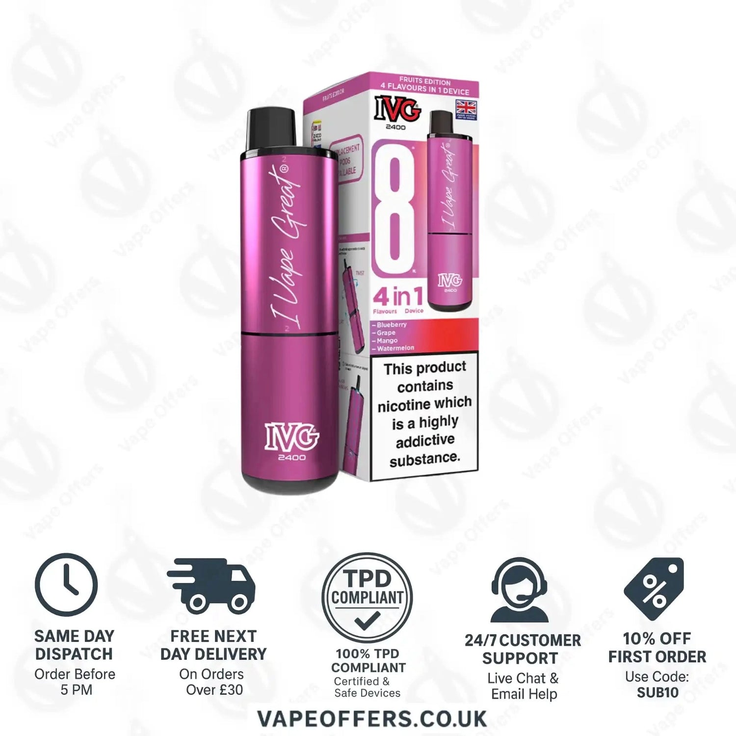 IVG 2400 4 in 1 Prefilled Pod Kit Fruits Edition 