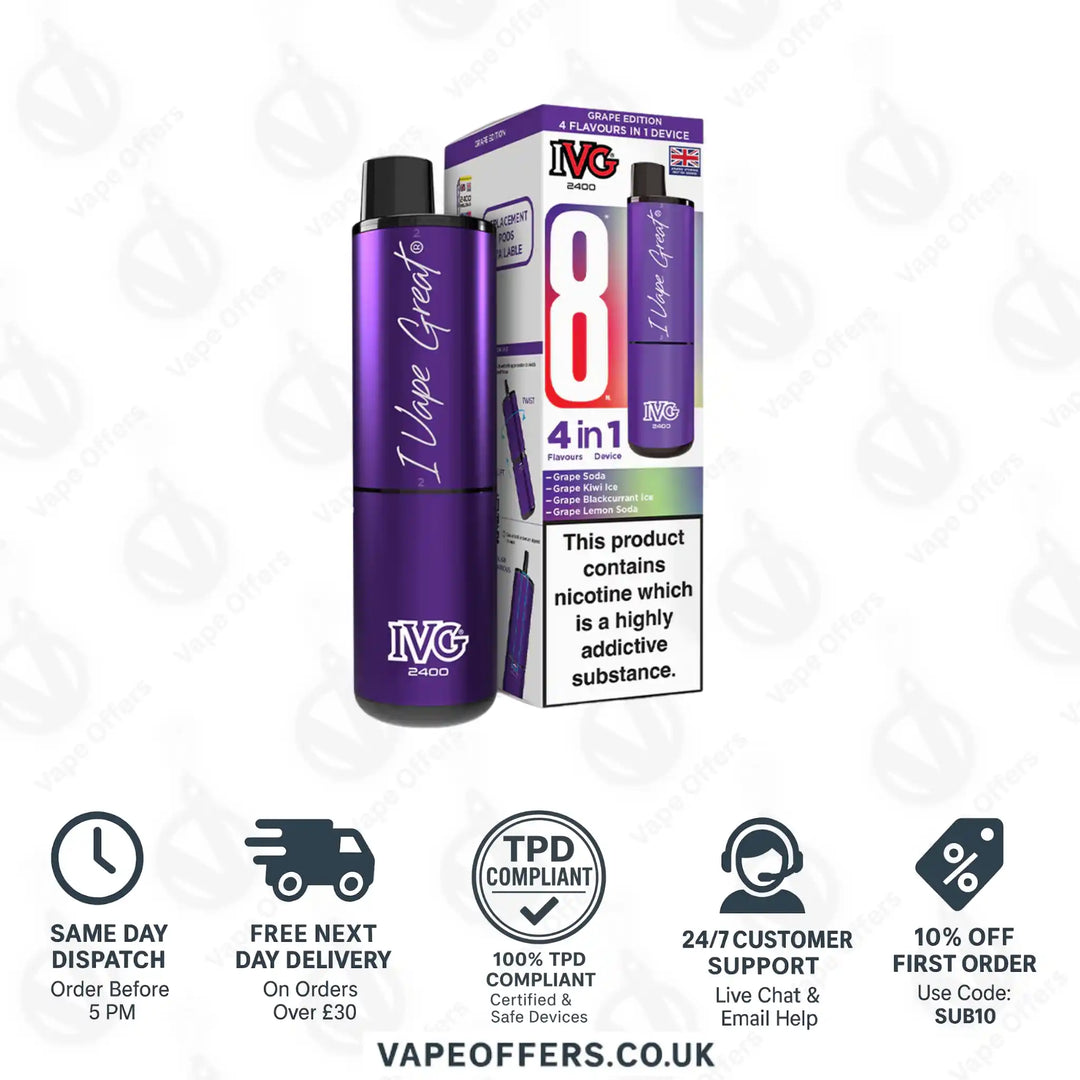 IVG 2400 4 in 1 Prefilled Pod Kit Grape Edition