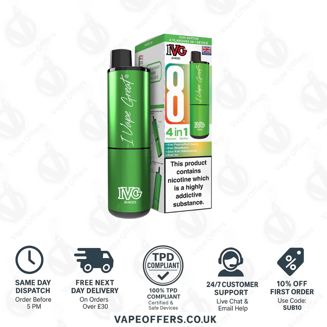 IVG 2400 4 in 1 Prefilled Pod Kit Kiwi Edition